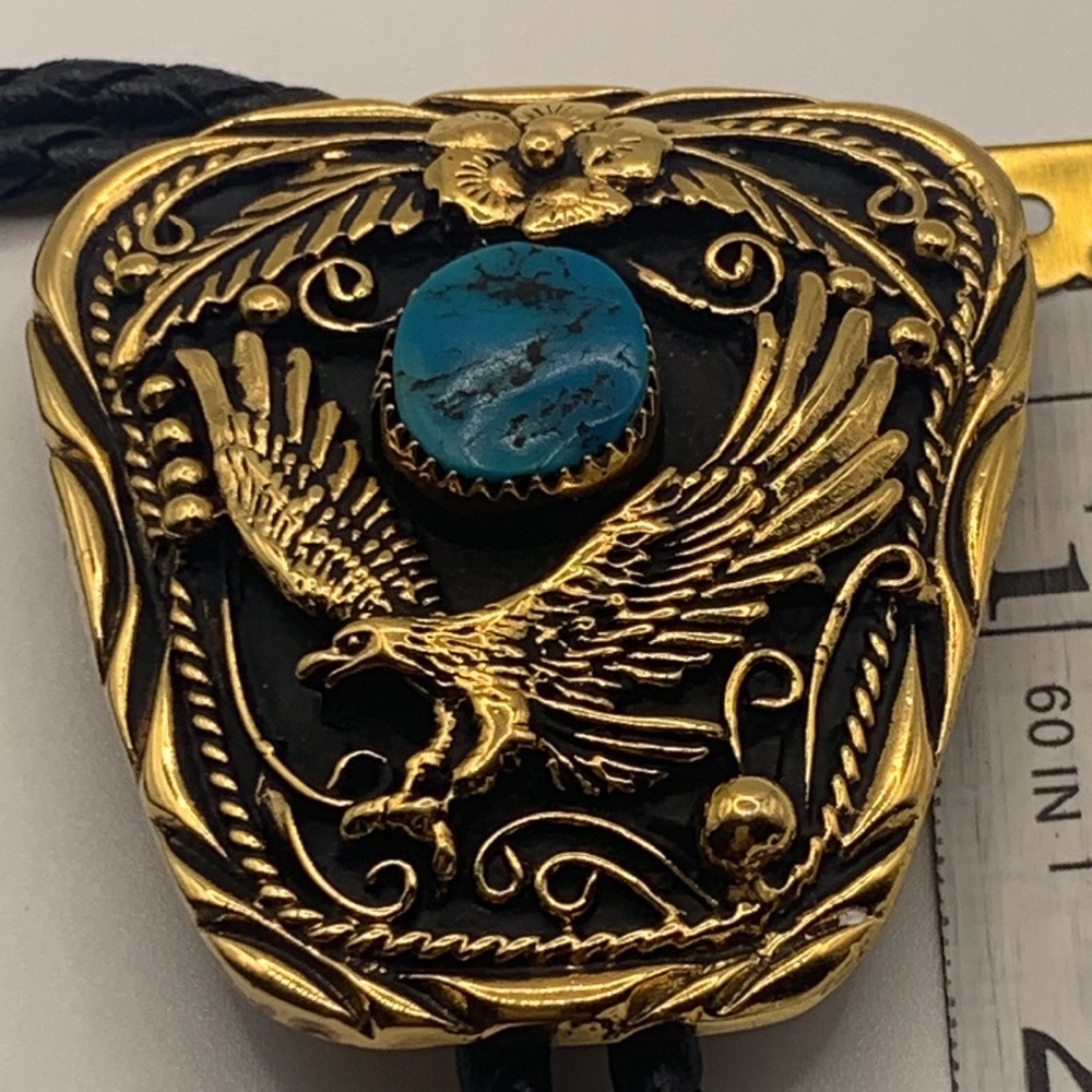 Vintage Bolo Tie Sterling Silver Tone  USA